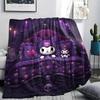1PC Kuromi Print Flannel Blanket, High quality All Seasons, Home Decor, Warmth and Comfort, Perfect for Christmas Gifts