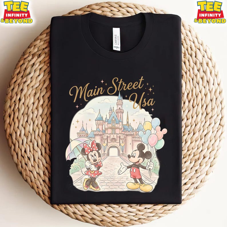Disney Mickey And Minnie Balloons Main Street USA T-Shirt, Meet Me On Main Street Tee, Disneyland Family Matching Shirt, Magic Kingdom Shirt 100