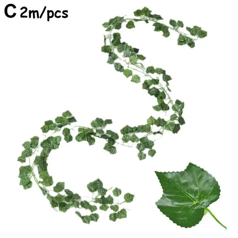 2M Leaf Vine Artificial Hanging Plants Liana Silk Fake Ivy Leaves for Wall Green Garland Decoration Home Decoration Party V Q9P6