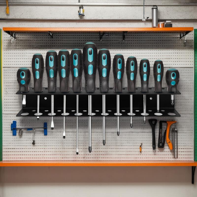 Screw Organizer Wall Mount Screwdriver Storage Rack Manual Tools Holder Hammer Rack Pliers Hardware Tool Organizer