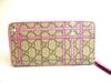 Authentische GUCCI GG-beschichtetes Canvas Rosa Leder Horsebit Rundreißverschluss Geldbörse #b301 Geöffnete Schachtel