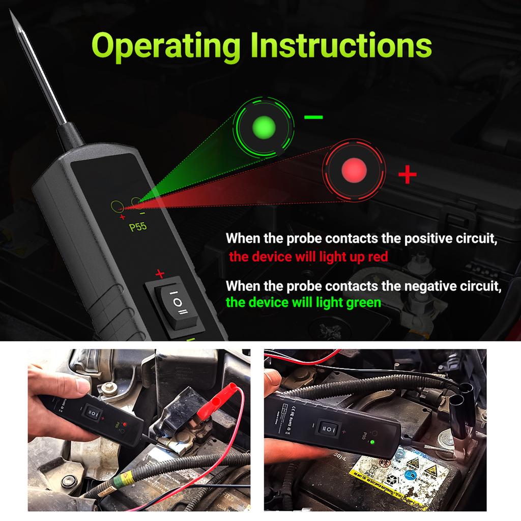 TopDiag P55 Automotive Circuit Tester Car Electrical System Short Tester 12 24V DC with Function Flashlight Component
