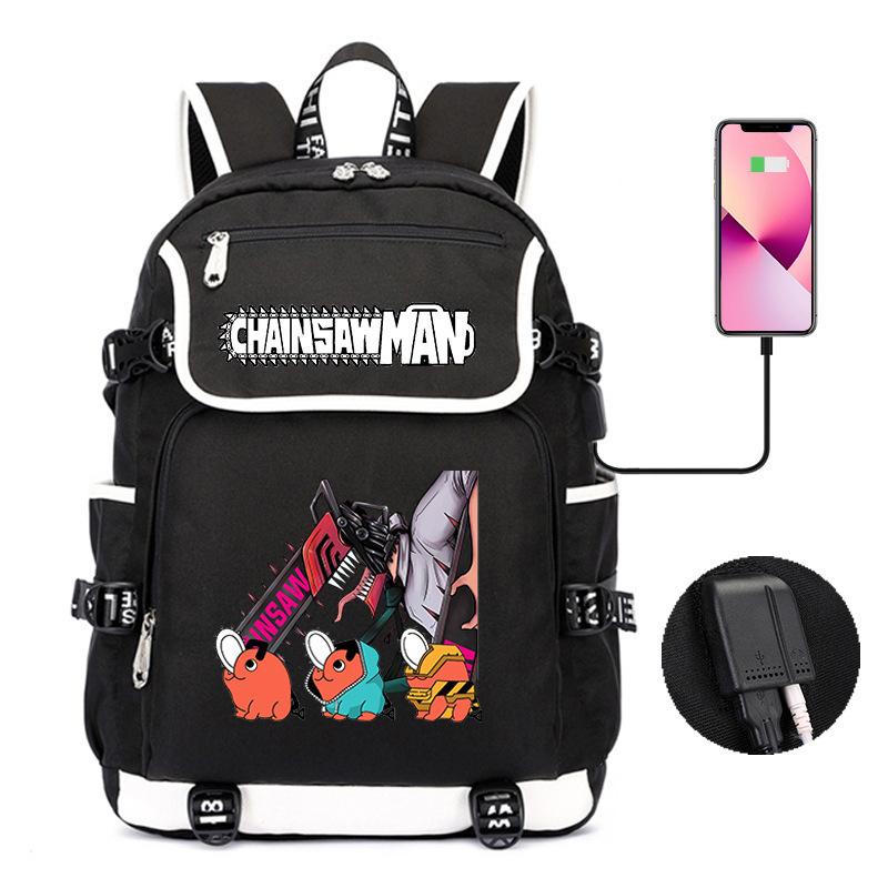 Chainsaw Man Backpack Teen Student School Bag Usb Computer Bag