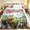 Easter Bunny Theme Soft Blanket Personalized Custom Name Text Print Warm Blanket Home Sofa Bedroom Decor