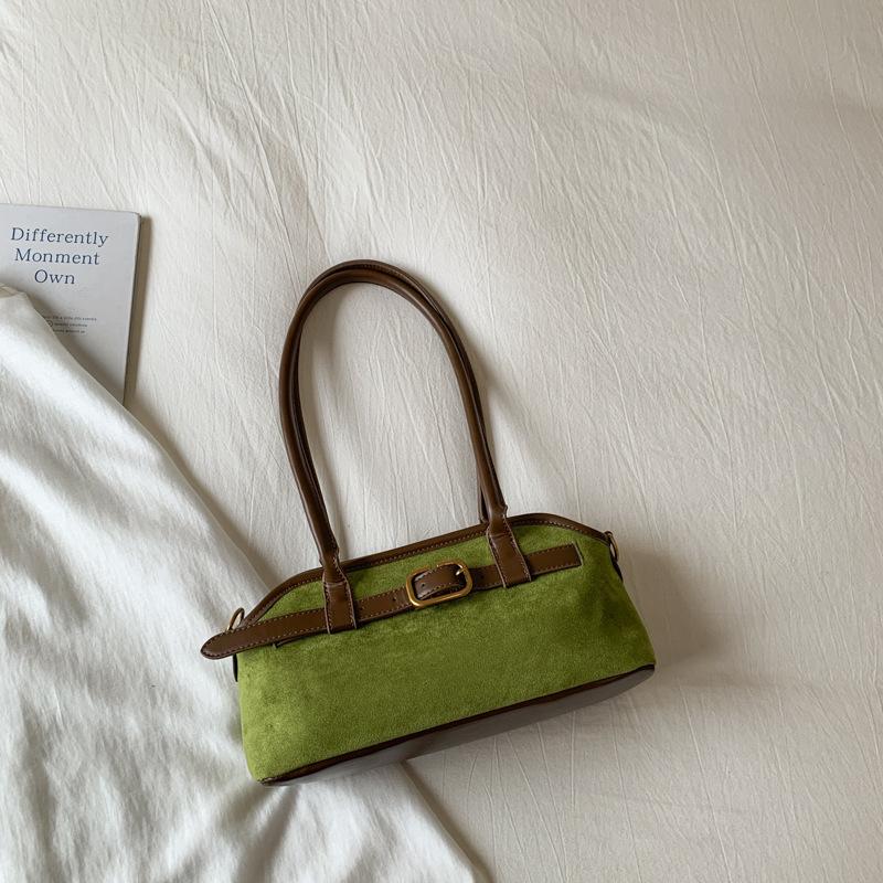 Korean version of retro niche suede underarm bag women's 2025 autumn foreign style casual work commuting shoulder handbag