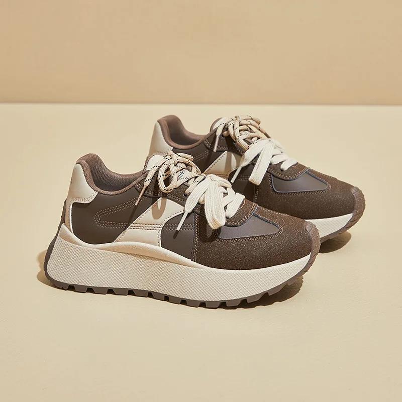 

Fashion Ins Korean Version Shoes Women s Fashion 2025 Autumn New Height Increasing Student Running Sports Casual Shoes Street Shot BN025 35 коричневый