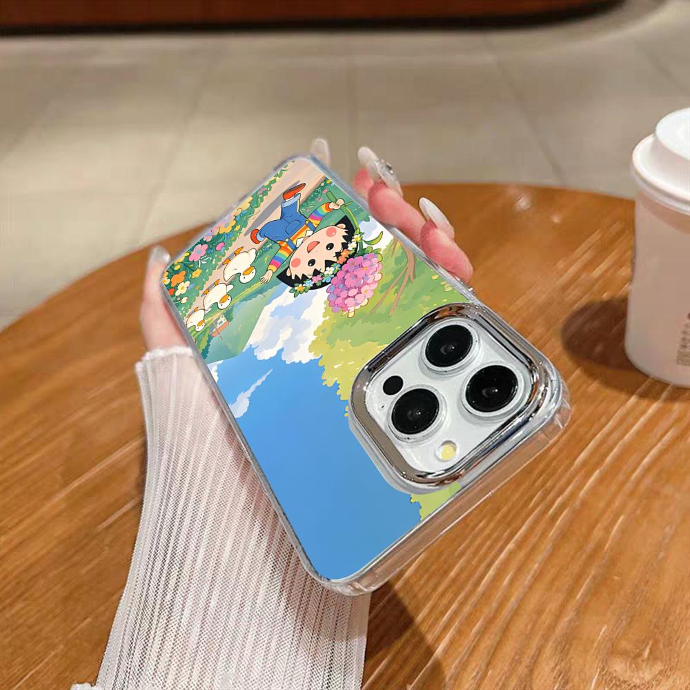 Cute Chibi M-Maruko C-Chan Phone Case For Iphone 17 16 15 14 13 12 11 Pro Max Xr Air Plus Silicone Cover Silver Hard Shell Cove iPhone 13 Pro Max