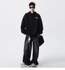 Men's Autumn Black Demon Cat Print Heavyweight Loose Fit Hoodie