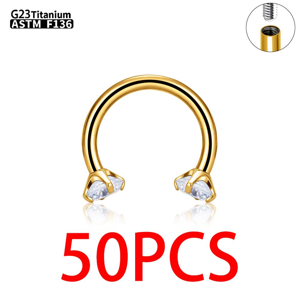 1/5/50Pcs G23 Titanium ASTM-F136 Piercings Nose Ring Internal Thread C Rod Zircon Body Jewelry For Women