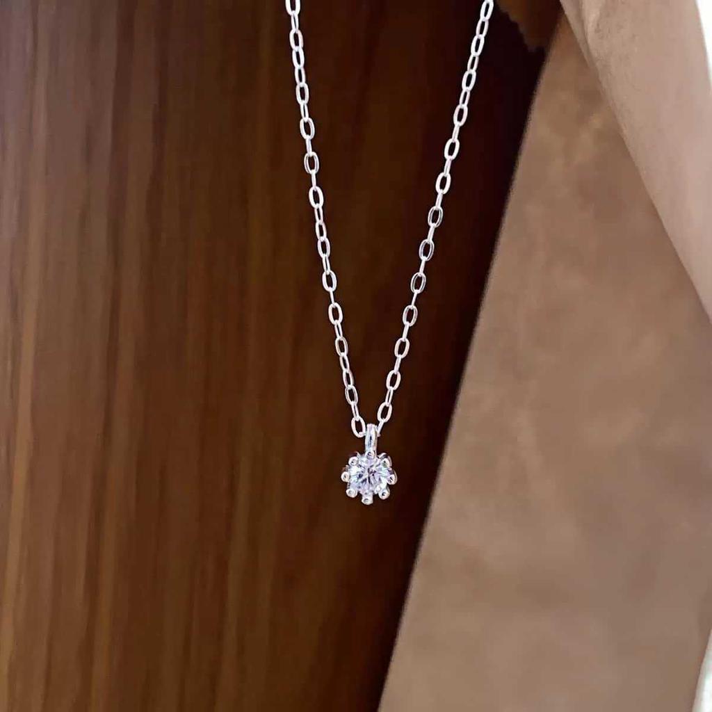 S925 Sterling Silver Bläckfisk Diamant Halsband - Klassisk, Enkel, Nischad Design Nyckelbenskedja för Kvinnor