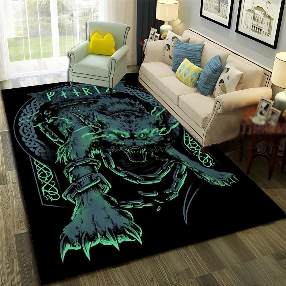 Nordic Viking Odin Valhalla Valknut Carpet Rug for Bedroom Living Room Home Sofa Decoration,Children Game Large Decor Floor Mat