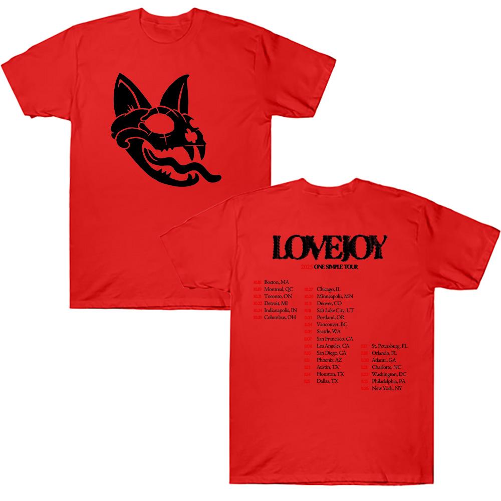 Loveoy 2025 One Simple Tour T-skjorter Lovejoy Band Grafiske T-skjorter Casual Herreklær Mote Unisex Høy Kvalitet Bomulls-T-skjorte Y2K