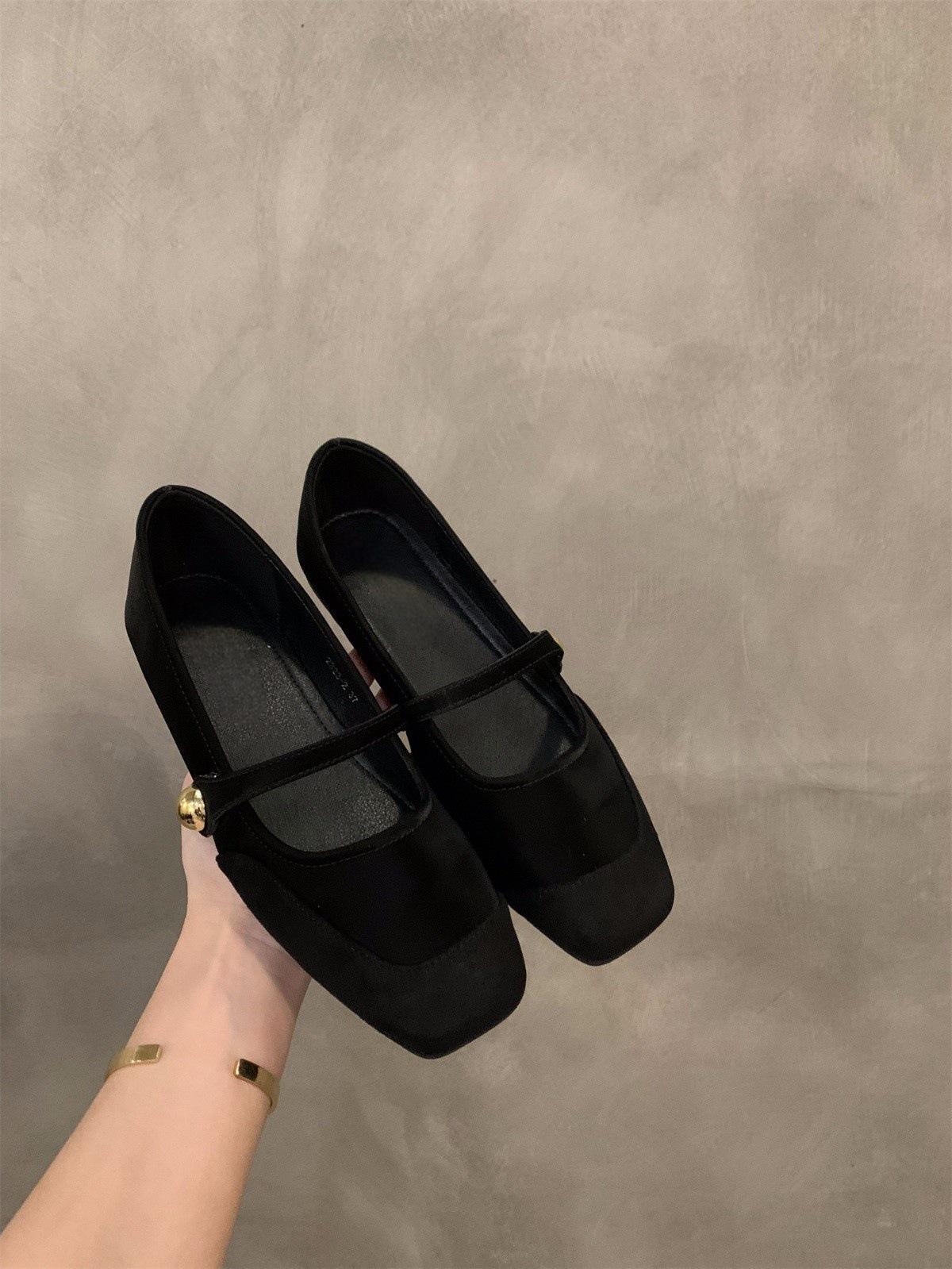 

Туфли-лодочки Mary Jane на плоской подошве, женские туфли, весна-осень 2024, красные, темпераментные, вечерние балетки 40 чёрный