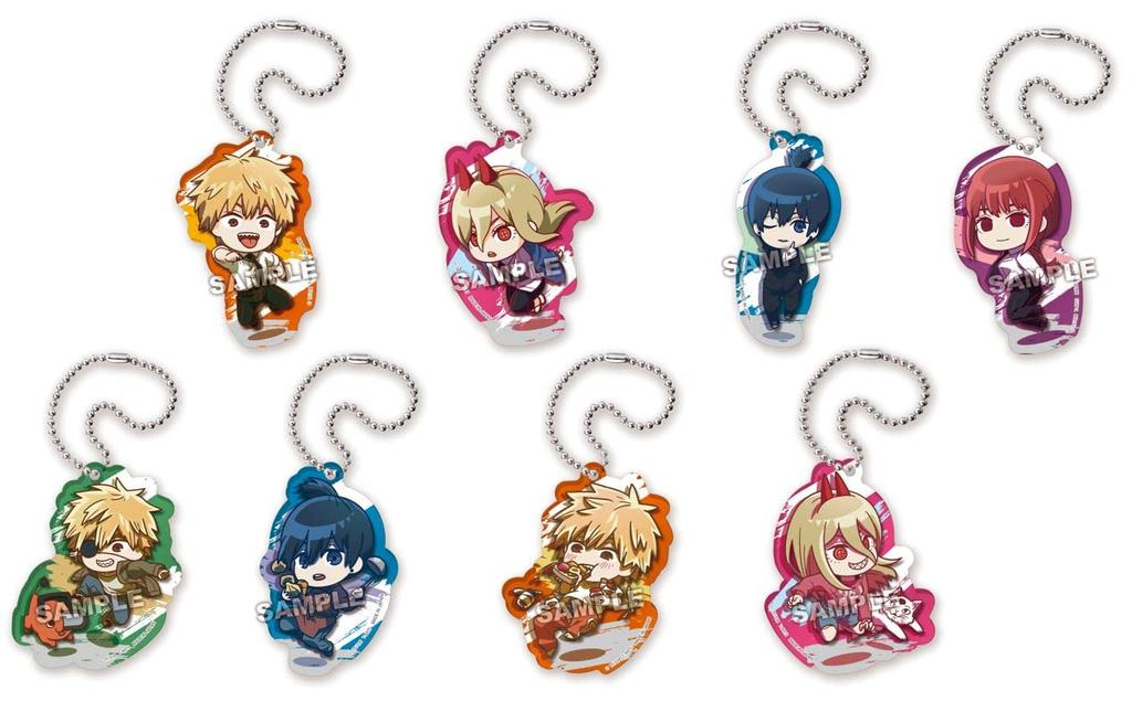 Takara Tomy Arts Pyon Colle Chainsaw Man Acrylic Keychain Box Set of 8, Approx. 60mm, Made of Acrylic
