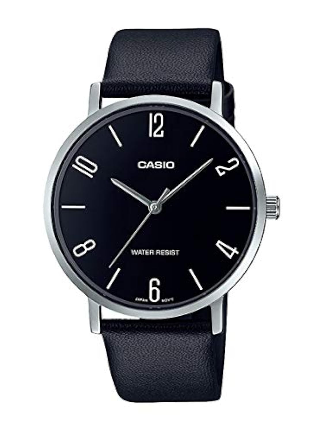 

Casio MTP-VT01L-1B2 Мужские минималистичные часы с черным циферблатом и черным кожаным ремешком, аналоговые часы, кварцевый механизм.