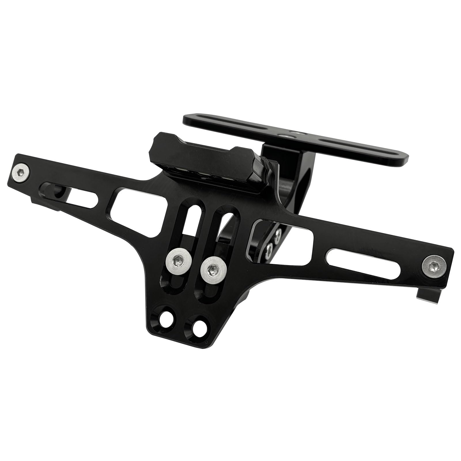 

MARUHADO Universal Fender Eliminator Kit with License Plate Bracket, Adjustable Angle, and LED License Plate Light, Custom Aluminum, Black