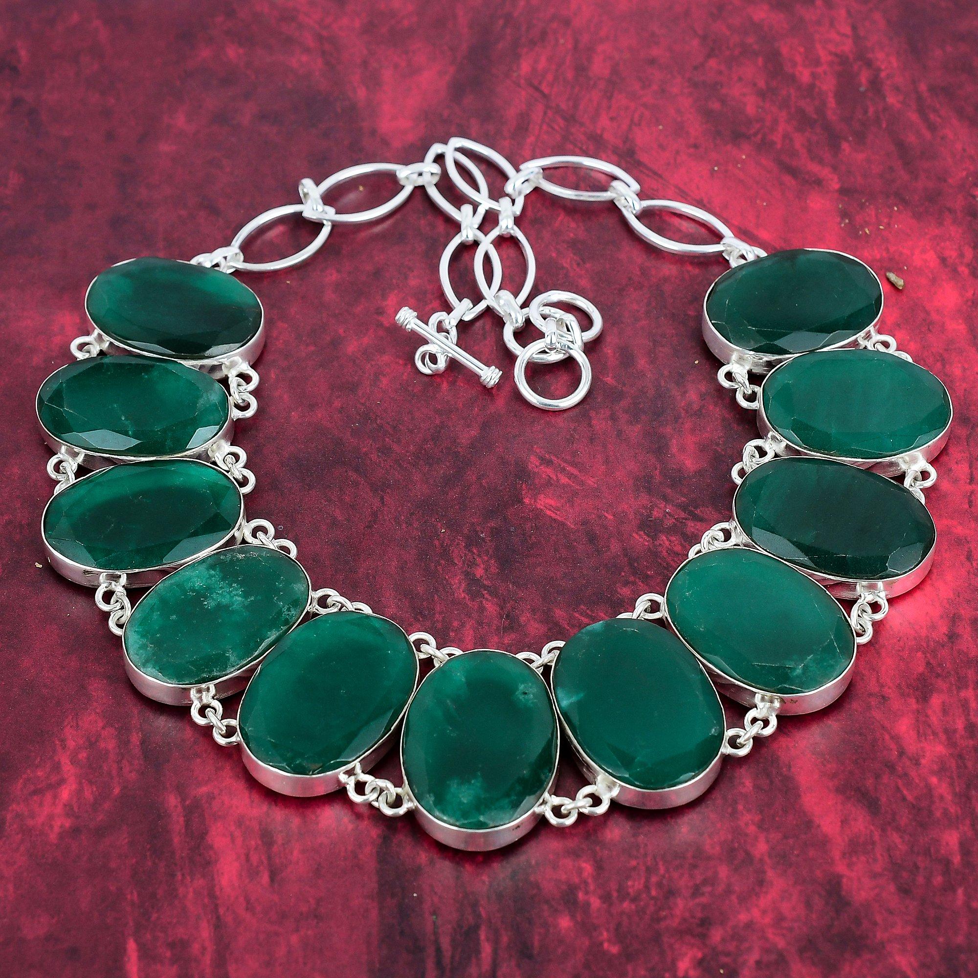 

Ожерелье из замбийского изумруда, ювелирные изделия из драгоценных камней, ожерелье из стерлингового серебра 925 пробы, регулируемое ожерелье-цепочка ручной работы, подарок для ювелирных изделий на юбилей Adjustable with 18 inches зелёный