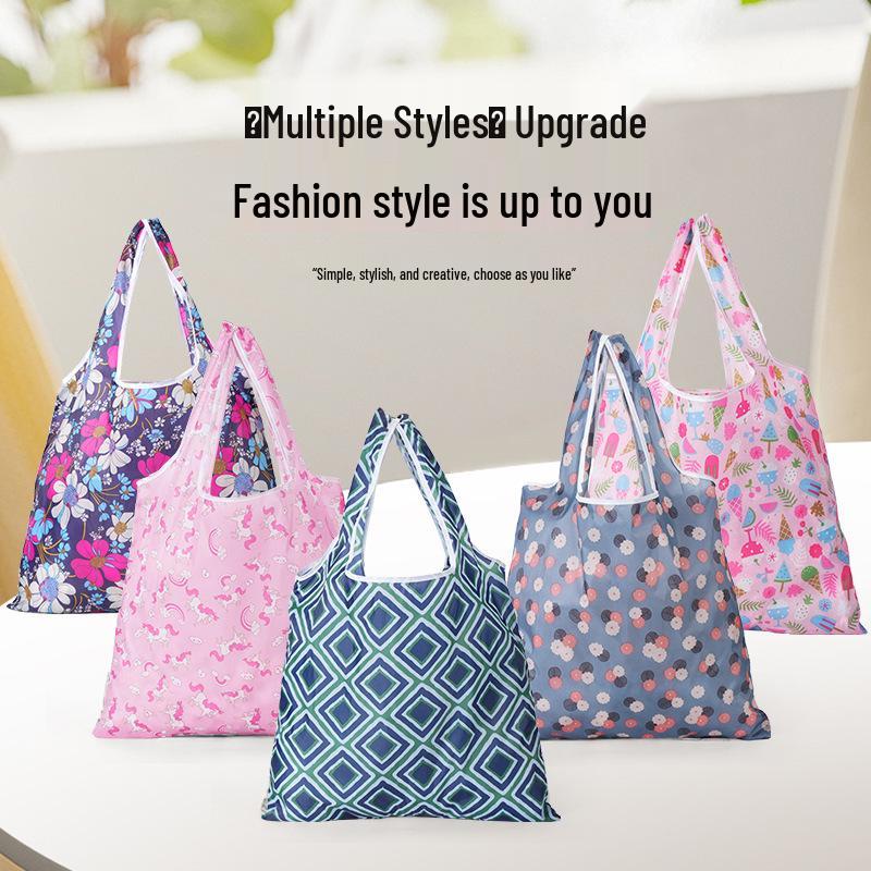 Eco-Friendly Large Capacity Foldable Tote Bag with Logo Print - Creative and Portable Design