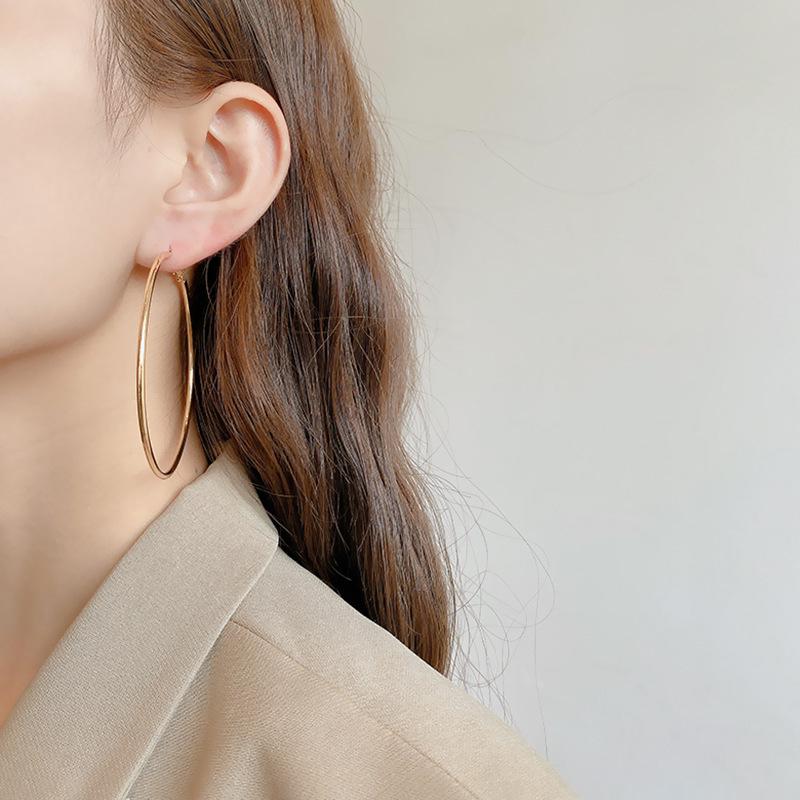 Exaggerated S925 Silver Hoop Earrings - Trendy Statement Piece