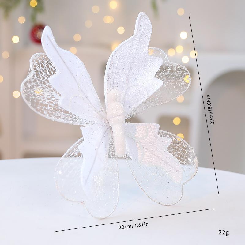 20cm High-end Fabric Sequin Glitter Simulated 3D Butterfly Hanging Pendant for Christmas Tree Decoration Wedding Birthday Party