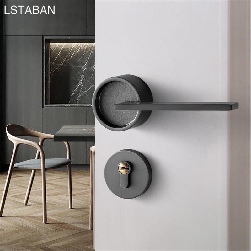 Zinc Alloy Mute Mechanical Gold Door Lock Interior Silent Safety Home Grey Lock Nordic Style Black Solid Anti-theft Handle Lock