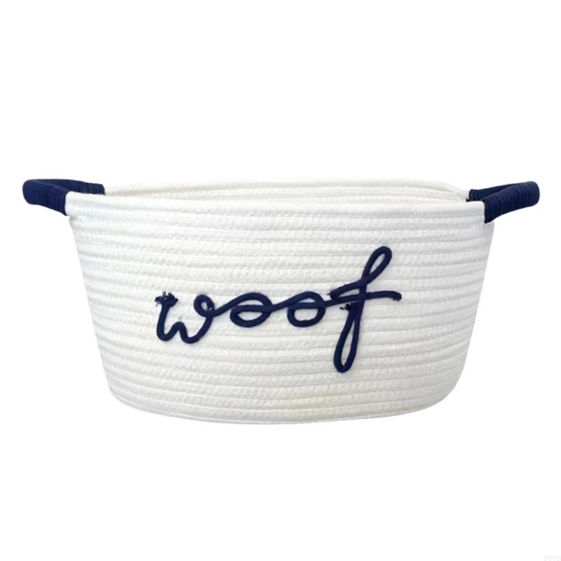 Hand Crafted Cotton Rope Dog Toy Storage Basket Featuring Animal Foot designs And Durable Handles For Home Use P9YB