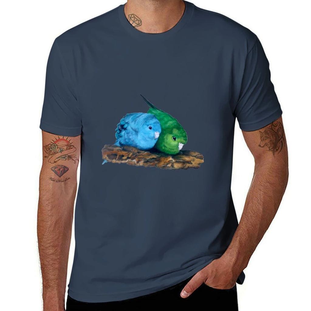 Pair of Lineolated Parakeets TShirt Casual Everyday Short Sleeve TShirt