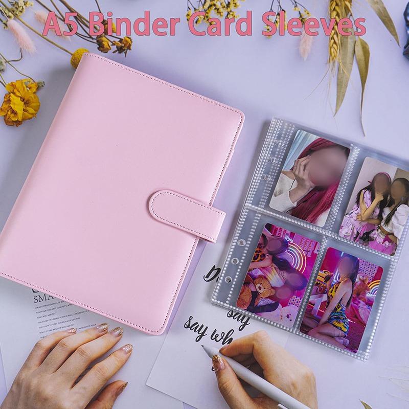 A5 Kpop Photocard Binder with 25 pages 4-Pocket Card Collector Album with 200 Card Slots PU Leather Cover Organizing Cards