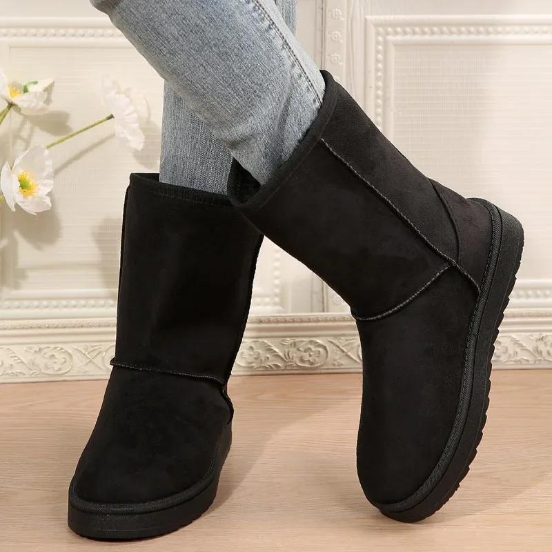 Fashion Women's Shoes on Offer High Quality Winter Slip-on Mid-calf Women Boots Fashion Solid Casual Snow Boots Large Size Platform Boot