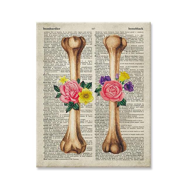 Ανθρώπινα Όργανα Τέχνη με Λουλούδια Ζωγραφική σε Καμβά Vintage Ιατρική Ανατομία Εικόνες στον Τοίχο Αφίσες Cuadros Κλινική Νοσοκομείου Διακόσμηση Τοίχου