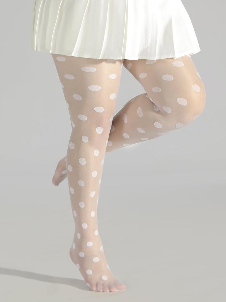 A Classic White Polka Dot Jacquard Oversized Stockings
