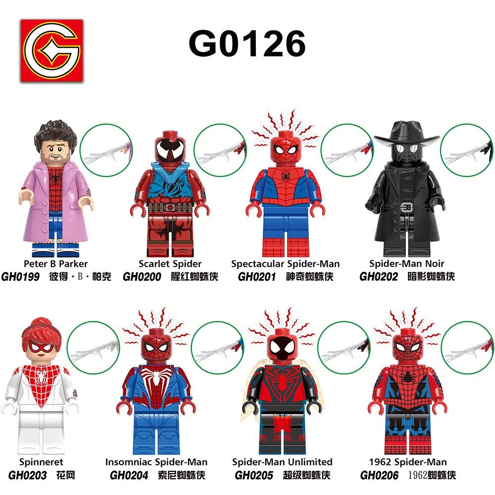 G0126 Superhero Series Peter Parker Shadow Crimson Flower Web Assembly Building Block Mini Doll Bag