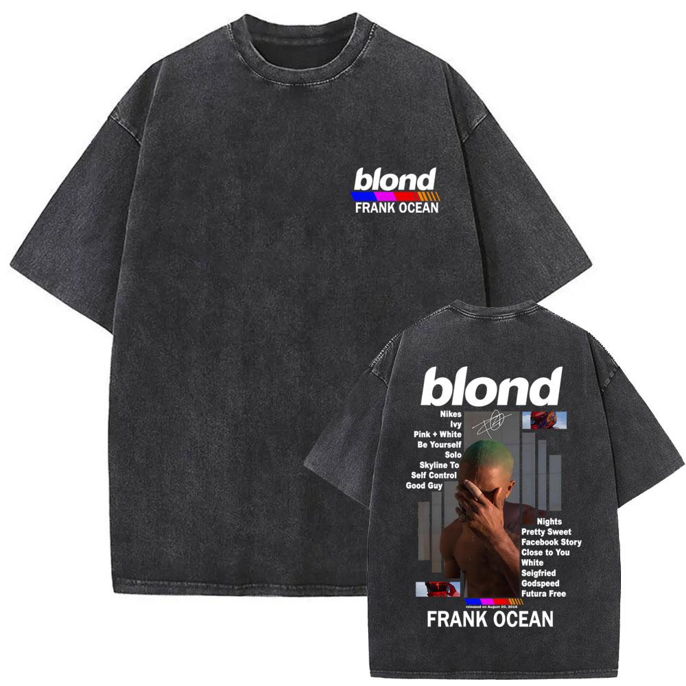 Limited Rapper Frank Vintage Washed T-shirt Blond Fashion Oversized T-shirts Ocean Hip Hop T Shirts Men Casual Cotton Tee Shirt S разноцветный