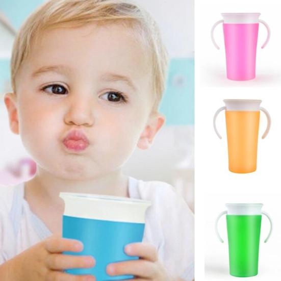 

360-градусная герметичная бутылка с двойной ручкой для обучения ребенка чашке с питьевой водой