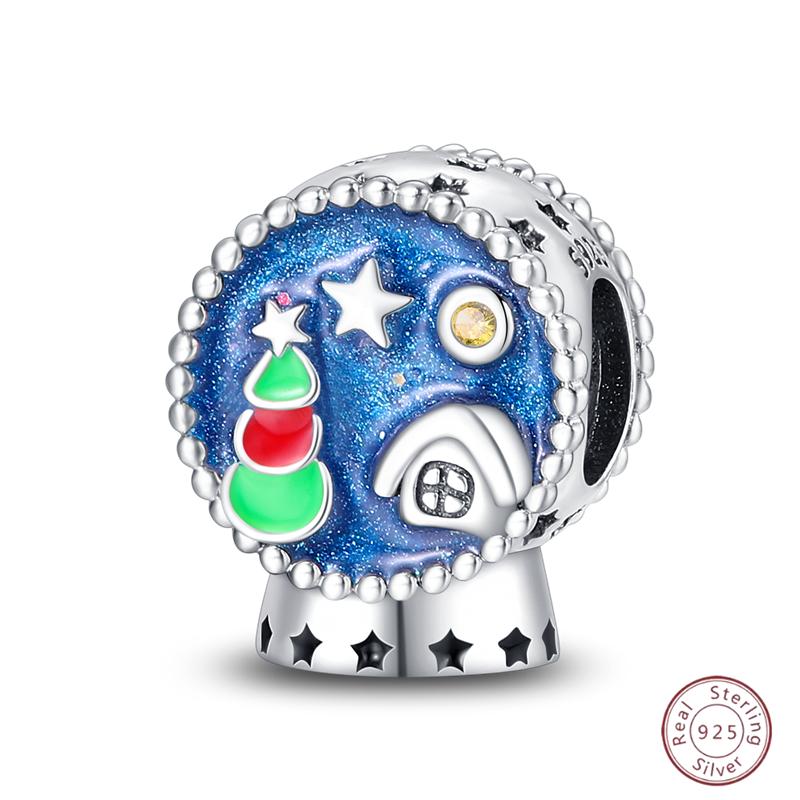 Copper Beaded Pendant Blue Shiny Zircon Suitable Original 3Mm Bracelet Women Fine Jewelry