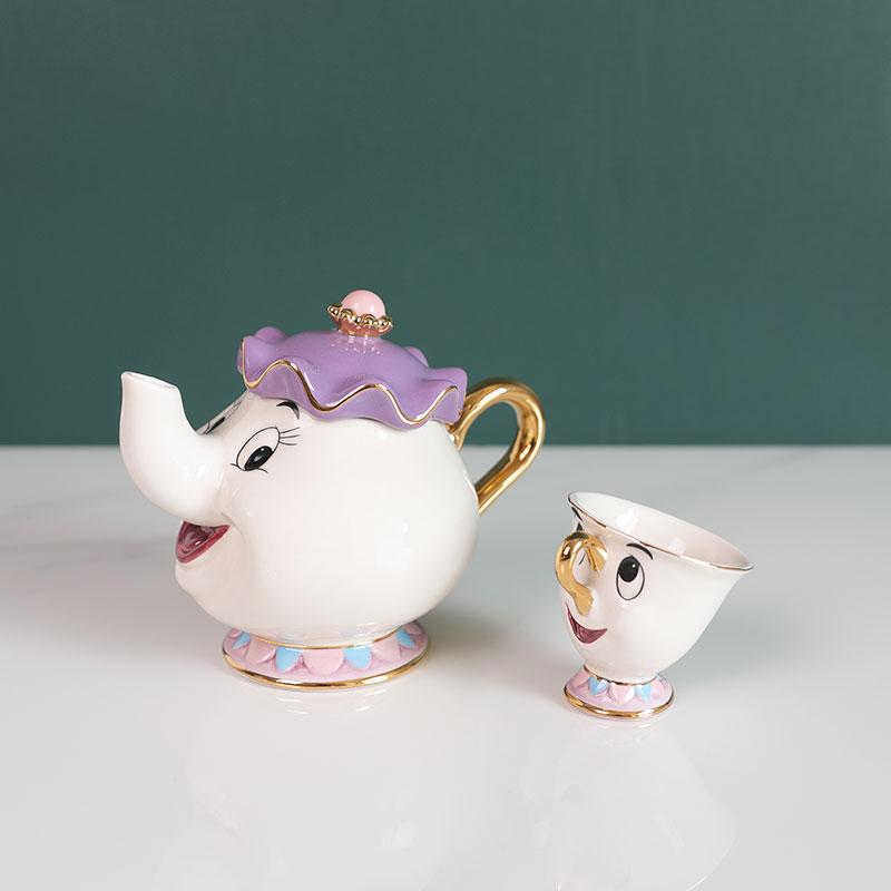 Disney Teapot Cute Cartoon Beauty and The Beast Coffee Pots Mug Mrs Potts Chip Cup Tea Cup Pots One Tea Sets Droshipping