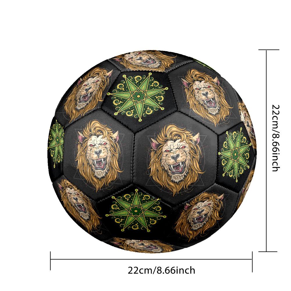 1PC Lions Roar Power Green Star Mandala Soccer Ball Size 5 Football Machine Sewn Indoor/Outdoor Universal Football Surprise Collection n118