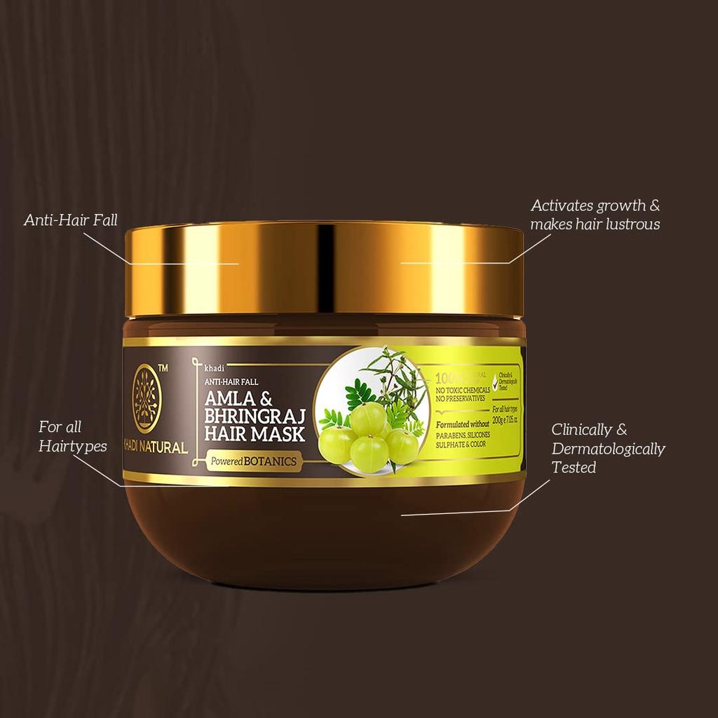 Khadi Natural Amla & Bhringraj Hair Mask Powered Botanics 200GM For Strong Healthy Hair Pack of 1