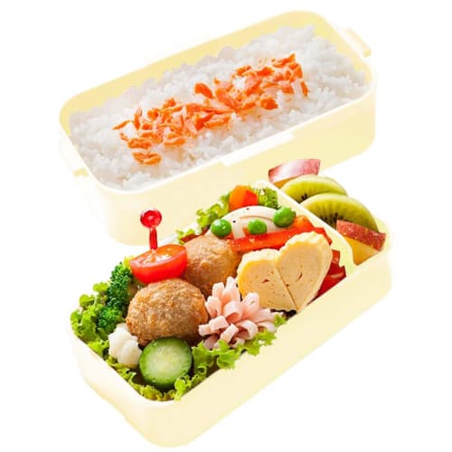 Skater Bento Box, 2-Tier, 600ml, for Women, Made In Japan, with a Soft Dome-Shaped Lid, Dishwasher and Microwave Safe, See-Through Color, Citrus Lemon
