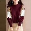 Women Casual Round Neck Long Sleeve Patchwork T-shirt