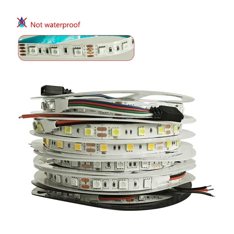DC 12V Flexible 5M LED Light Strip 5050 Waterproof Strip 60LED/M White RGB Light Tape Home Decoration Lighting Strip Lamp