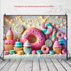2D Candy Donut Sweet Birthday Backdrop Photography Background