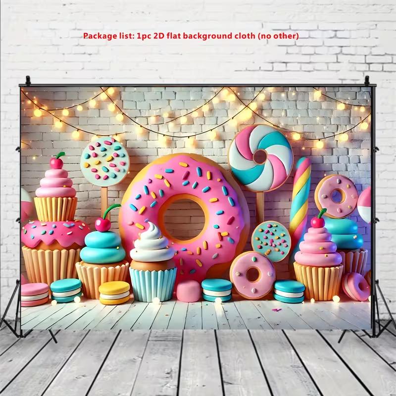 2D Candy Donut Sweet Birthday Backdrop Photography Background