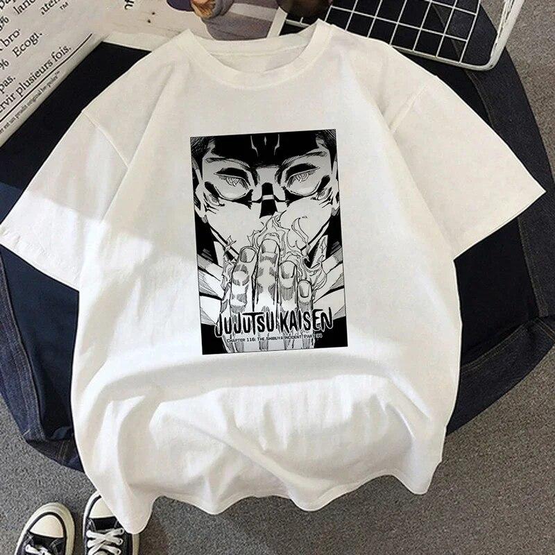 Jujutsu Kaisen T-Shirt Neue japanische Anime Unisex Kawaii Sommer Tops Yuji Itadori Graphic Tees Ulzzang Lose Cartoon Unisex Unisex T-Shirt