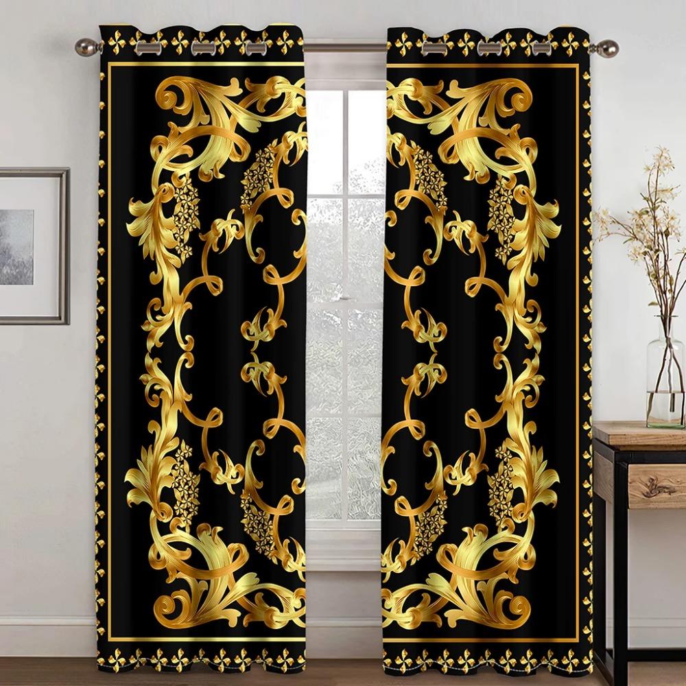Newest Famous Golden Digital Printed Curtains European style Premium Drapes Custom Luxury Living Area Window Drapes