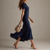 Europäisches und amerikanisches grenzüberschreitendes Amazon-Unternehmens-Standort elegantes lässiges kurzärmeliges gestreiftes Fischschwanzkleid für Damen neu