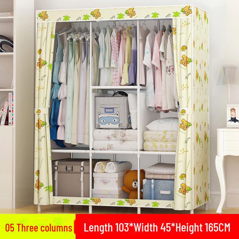 Simple Non-Woven Dustproof Folding Wardrobe with Steel Frame and Hanger