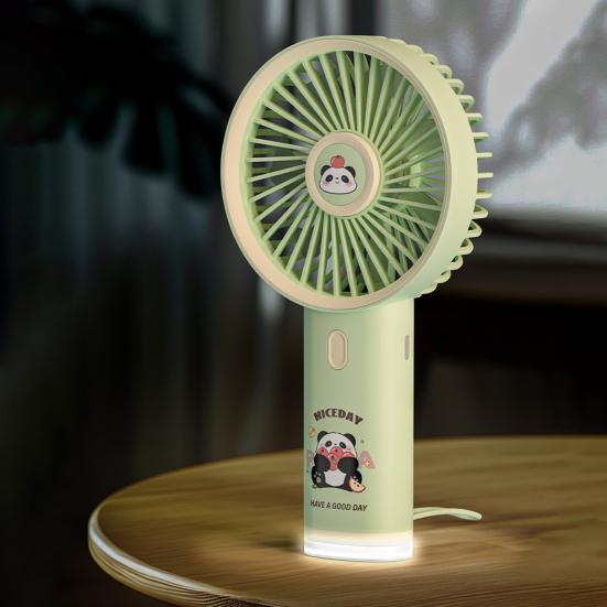 Portable Handheld Fan USB Rechargeable 3-Speed Cute Personal Mini Fan with LED Light Lightweight Quiet Cooling Fan with Phone Holder for Travel Office