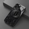 Bitcoin circuit pattern tempered glass phone case suitable for iPhone 17 16 15 14 13 12 11 Pro/Max/Plus anti drop and shockproof