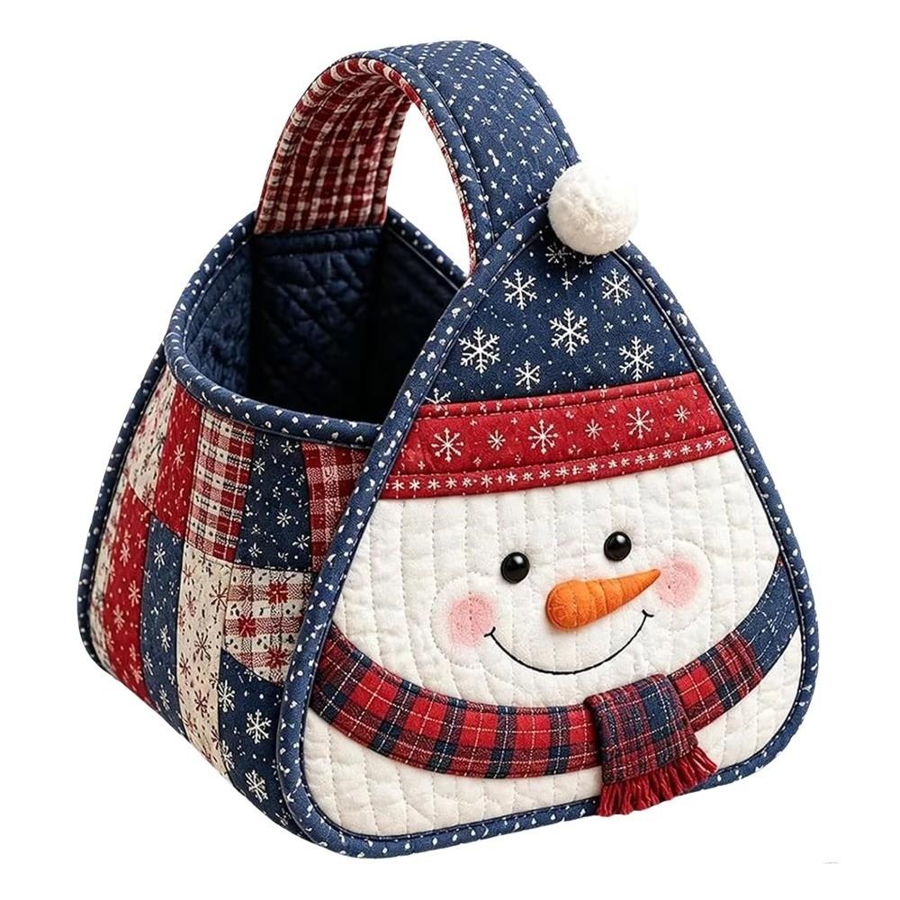 Padded Patchwork Christmas Carry Basket Foldable Quilted Tote Bag Christmas Handbag